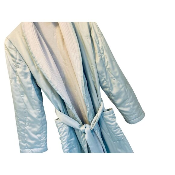 Liliana Ranconesi Light Blue Quilted Robe With Belt Pockets Made in Italy - M - Picture 3 of 9